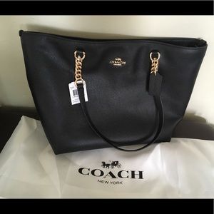 NWT Coach Sophie Tote in Pebble Black Leather